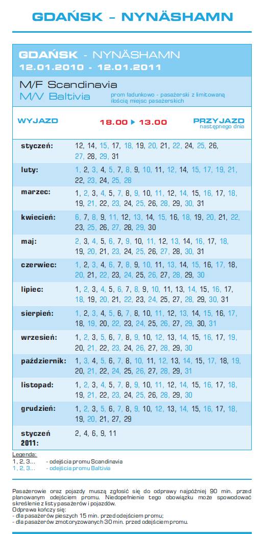 Cennik - bilety promowe: Gdańsk - nynashamn 2010 /1